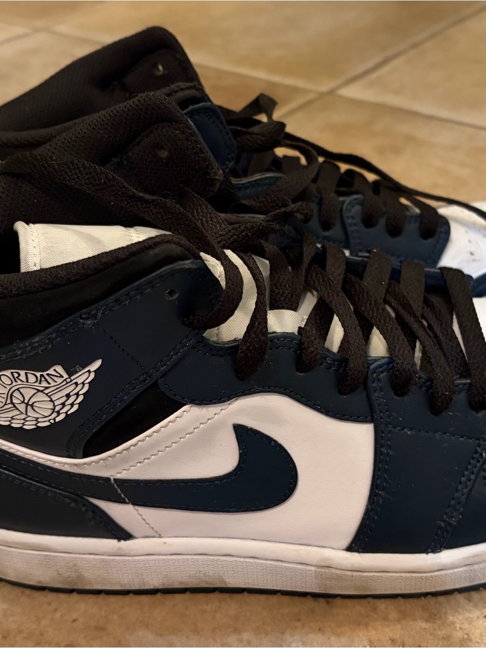 Jordan Men's High-Top Sneakers - Dark Blue & White